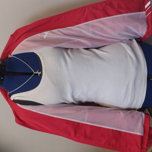 🆕 Mesh Lined Red & White Full Zip ATHLETIC JACKET By VICTOR!! - Picture 5 of 7